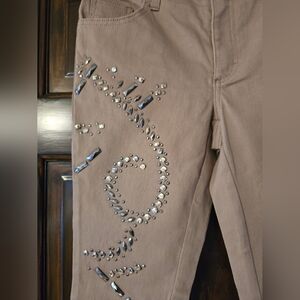 VENUS Tan Jeans with Silver Embellishments